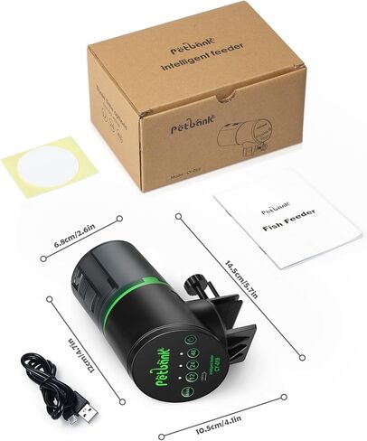 Automatic Fish Feeder for Aquarium - Rechargeable Fish Food Auto Dispenser Vacation Turtle Feeder with USB Charger Cable，LCD Screen, Customized Schedule in Kuwait