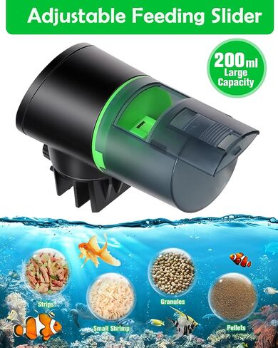 Automatic Fish Feeder for Aquarium - Rechargeable Fish Food Auto Dispenser Vacation Turtle Feeder with USB Charger Cable，LCD Screen, Customized Schedule in Saudi Arabia