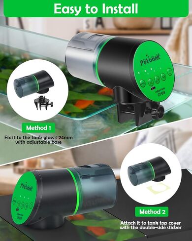 Automatic Fish Feeder for Aquarium - Rechargeable Fish Food Auto Dispenser Vacation Turtle Feeder with USB Charger Cable，LCD Screen, Customized Schedule in Saudi Arabia