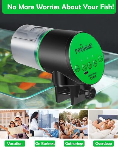 Automatic Fish Feeder for Aquarium - Rechargeable Fish Food Auto Dispenser Vacation Turtle Feeder with USB Charger Cable，LCD Screen, Customized Schedule in Saudi Arabia