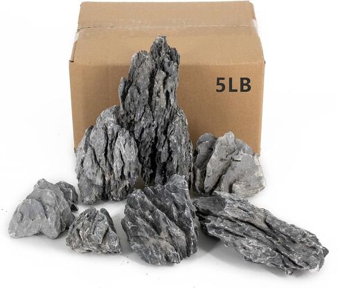 Seiryu Stones Natural Slate Stone Rocks 2 to 6 inch Aquariums Stone for Aquascaping, Aquariums, Terrariums, Vivariums Decorative Stone,Reptile Enclosures,Paludariums,and Gardens（5Lb） in Saudi Arabia