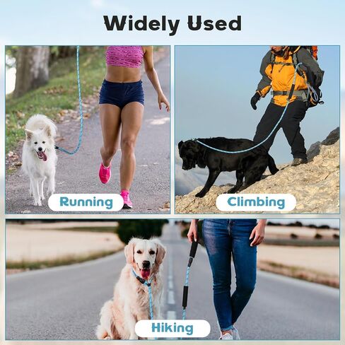 6 FT Dog Training Leash Durability No Pull Polyester Loop Dog Lead Rope with Two Padded Handles and Reflective Thread for Small and Medium Dogs, Black in Saudi Arabia