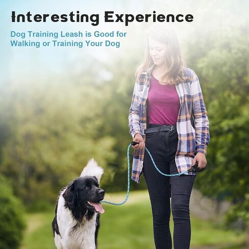 6 FT Dog Training Leash Durability No Pull Polyester Loop Dog Lead Rope with Two Padded Handles and Reflective Thread for Small and Medium Dogs, Black in Saudi Arabia