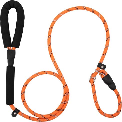 6 FT Dog Training Leash Durability No Pull Polyester Loop Dog Lead Rope with Two Padded Handles and Reflective Thread for Small and Medium Dogs, Black in Saudi Arabia