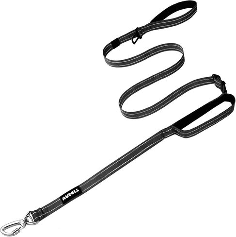 AUBELL Double Handle Tactical Dog Leash Heavy Duty for Small and Medium Large Dogs,Reflective Adjustable Nylon Dog Leash That Pull with Car Seatbelt for Training,4.5-6FT，Purple in Kuwait