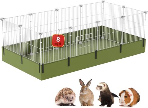 C&C Guinea Pig Cage - 12 Panels Expandable Pet Playpen with Waterproof Liner, Small Animal Enclosure for Rabbit, Bunny, Puppy, Kitten, Ferret, Indoor/Outdoor Yard Fence, Black in Saudi Arabia