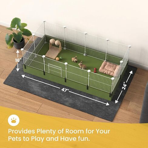 C&C Guinea Pig Cage - 12 Panels Expandable Pet Playpen with Waterproof Liner, Small Animal Enclosure for Rabbit, Bunny, Puppy, Kitten, Ferret, Indoor/Outdoor Yard Fence, Black in Saudi Arabia