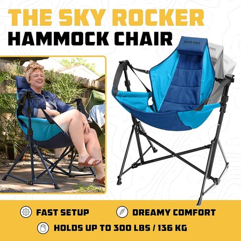 Wise Owl Outfitters Ultimate Comfort Camping Hammock Chair - Adjustable Height, Backrest, and Padded Seat - Perfect for Short & Tall Adventurers - Green in Saudi Arabia