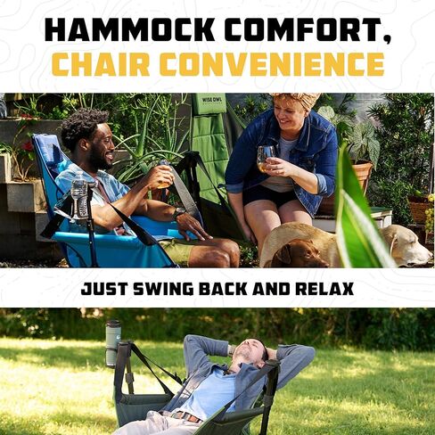 Wise Owl Outfitters Ultimate Comfort Camping Hammock Chair - Adjustable Height, Backrest, and Padded Seat - Perfect for Short & Tall Adventurers - Green in Saudi Arabia