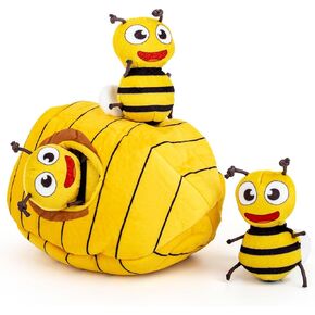 Hollypet Hide and Seek Squeaky Dog Toy, Designed Interactive Puzzle Plush Stuffed Puppy Toys, Farm