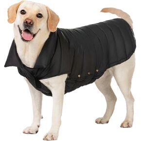 SPACE LION Puffer Jacket, Down Winter Coat, Waterproof, Windproof, Lightweight Jacket, Adjustable Fit for Small, Medium, Large Dogs (Black, M)