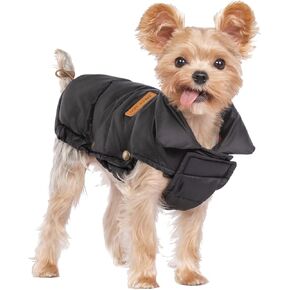 SPACE LION Puffer Jacket, Down Winter Coat, Waterproof, Windproof, Lightweight Jacket, Adjustable Fit for Small, Medium, Large Dogs (Black, M)