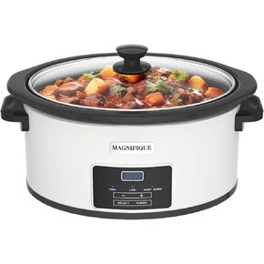 4-Quart Slow Cooker with Casserole Manual Warm Setting - Perfect Kitchen Small Appliance for Family Dinners, Dishwasher Safe Crock, Red
