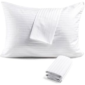 FAUNNA Zippered Pillow Protectors Cover Soft Comfortable Sateen 100% Long Staple Cotton Quiet and Breathable Bed Pillowcase Standard Size 4 Pack,20x26