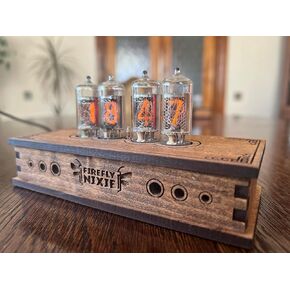 Nixie Tube Clock Z573 - Made in Ukraine - Vintage Retro Table Clock - Wooden Desk Nixie Tube Clock - Handmade