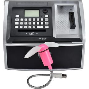 Toy Talking ATM Bank ATM Machine Savings Piggy Bank for Kids with Extended USB Ports for Accessories (Lamp Hot)