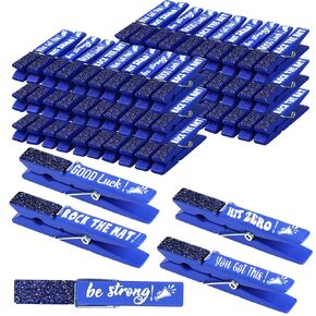 Kigeli 60 Pcs Spirit Clips Cheer Pins Cheerleader Gifts Cheer Clothes Pins for Backpacks Competition Pins Glittered for Team Cheer Gifts Supplies Party Favors Accessories Bulk (Red)
