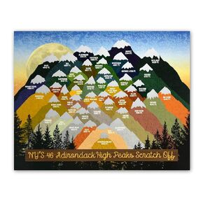 Adirondacks/Hiker/Hiking/High Peaks/ADK/ 46er /Scratch off/ 46er/ Journal/Map/peakquest /11 x14"/ Hiking Supplies and Accessories