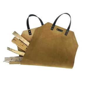 All Leather Log Carrier, Personalized Firewood Carrier, Waterproof Military Spec Leather, Brass Hardware.