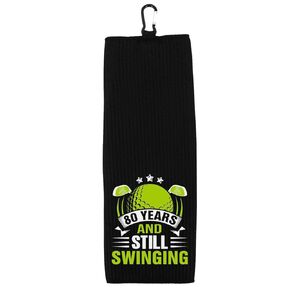 80 Years and Still Swinging Tri-fold 100% Microfiber Waffle Weave Golf Towel for Grandpa Dad 80th Birthday