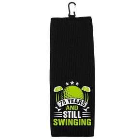75 Years and Still Swinging Tri-fold 100% Microfiber Waffle Weave Golf Towel for Grandpa Dad 75th Birthday