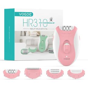 Epilator for Women-Cordless Epilators Hair Removal for Women, 4-in-1 Electric Razor Hair Remover, 2 Speeds & 21 Tweezers for Face Legs Arms Armpit Bikini, Pink HR310