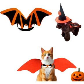 Dog Halloween Costumes, Dog Bat Wings Costume with Cat Bow Tie and Pet Hat, Bat Wings for Dog Cat Costume for Party, Halloween Pet Costumes Dog Bat Costume Cat Clothes for Halloween Cosplay (M) Black