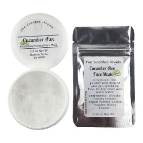 TSA Handmade All Natural Deep Cleansing Cucumber Aloe Face Mask with Parsley, Lemon, Honey and Yogurt Powder, Peel Off, Moisturize, Hydrate, Christmas, Mom, Woman, Birthday, Party Favor Gift, 1.2 oz