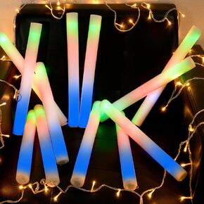 43 PCS 16" LED Foam Stick Baton Bulk,LED Light Up Flashing White Foam Stickbaton, Nightclub LED Light Sticks, Neon Party Supplies for Carnival,Wedding, Halloween,Concert, Birthday,Christmas