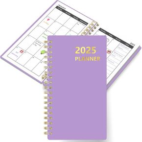 HAUTOCO 2025 Pocket Calendar Planner Weekly & Monthly Planner Spiral Bound for Purse 4'' x 6.8'', 12 Month (January 2025 - December 2025), 2025 Daily Agenda Book Pocket Size Planner, PP Cover, Green
