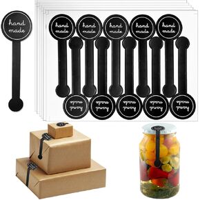 Handmade Food Baking Label Stickers,300pcs Handmade Food Long Baking Seal Stickers Labels,Food Retail Package Black Bakery Stickers Sealing Labels Tamper-Proof Stickers for Lollipop Candy Bread