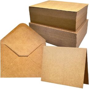 100 Packs Blank Greeting Cards and Envelopes, 4x6 Inch Kraft Blank Cards with Envelope Bulk for Cards Making Printing and Crafting, Stationery Cards with Envelopes for Christmas, Birthday