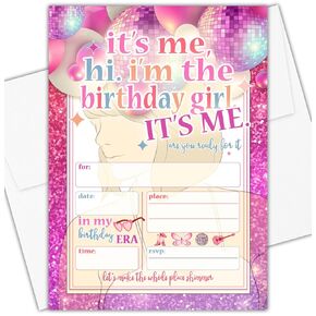In My Birthday Era Invitation - It's Me Hi I'm the Birthday Girl It's Me Invites - Let's Par-Tay - Set of 15 with envelopes