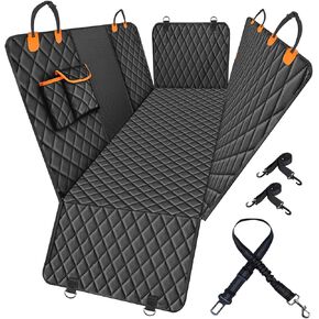 Waterproof Dog Car Seat Cover for Back Seat: Suitable for Small and Large Dogs, Large Size Hammock and Pet Protector, Backseat Protector for Cars, Trucks Suvs(Orange, Standard)