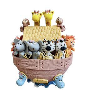 Zoeartcrafts Noah's Ark Cake Topper, Jungle Safari, Party Decoration Birthday Party Centerpiece, Baby Shower, Biblical Animals (Brown)