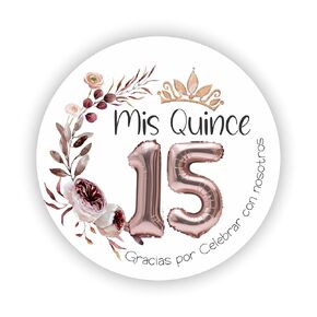 Spanish Mis Quince Party Favor Stickers - Quinceañera Birthday Party Stickers - Thank you for celebrating with me stickers - Set of 40 stickers - Made in USA