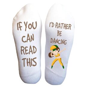Funky Fun Socks With Sayings: Handcrafted Novelty Delights for All Ages, Versatile Sizing for Sizes 6-14, Exceptional Comfort & Durability, If You Can Read This Collection- I'd Rather be Dancing