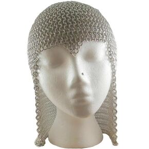aluminum chainmail head hood Butted chainmail head scarf Anodized aluminum chainmail hood Large size chainmail headwear