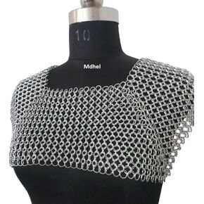 chainmail shirt lightweight square collar top anodized aluminum Medieval hauberk lightweight square neck large anodized new Replica chainmail lightweight square collar large anodized new