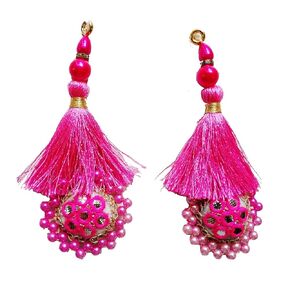 Indian Latkan Hanging for Blouse Lehenga, Saree, Fancy Tassel for Bag Design Set of 2 Pink L
