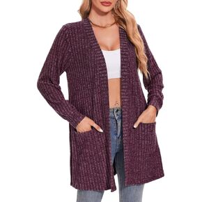 MONNURO Plus Size Cardigan Sweaters for Women Oversized Long Cardigan Open Front Sweaters Outwear with Pockets