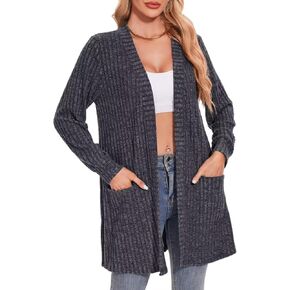 MONNURO Plus Size Cardigan Sweaters for Women Oversized Long Cardigan Open Front Sweaters Outwear with Pockets