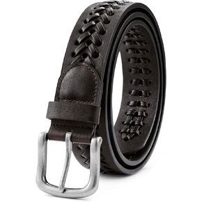 MILORDE Leather Braided Belts for Men, Handmade, Causal Woven Leather Jeans daily wear