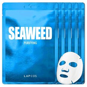 LAPCOS Aqua Sheet Mask, Hydrating Daily Face Mask with Seawater and Plankton Extract to Nourish Skin, Korean Beauty Favorite, 5-Pack