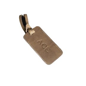 Personalized Leather Luggage Tag, Monogrammed with Custom Initials with Attachment Strap, Brown, Black, or Red, Great Gift, Made In USA