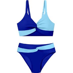 Girls Swimsuit for Girls 9-16y Twist Cross Girls Bathing Suit for Girls Two Piece Swimsuit Swimwear Padded Bikini