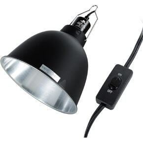 2 Pack Reptile Light Fixture, 8.1in Deep Dome Reptile Heat Lamp Fixture with Switch, Dual Terrarium UVB Basking Light Fixture for Bearded Dragon Snake Lizard, Suitable for E26 Bulb Up to 150W