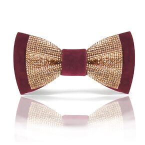 Burgundy with Rose Gold Rhinestones pre-tied bow tie | Burgundy bow tie | Wine Red Bow tie | Rose gold bow tie | CK Bow Tie (Burgundy + Rose Gold Bow Tie)
