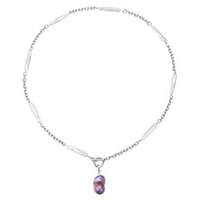 Pearl Necklaces for Women; Genuine Cultured Baroque Pearl Necklace; Freshwater Pearl Necklace; Natural Colors Baroque Pearl Pendant Necklace; Pearl Necklace and Stainless Steel Jewelry for Women