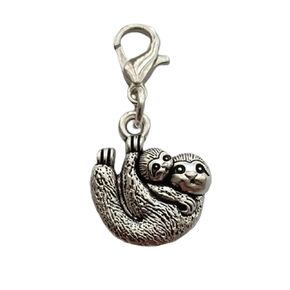 3X Sloth Clip on Lobster Clasp, Decorative Charm Pendant for Building Necklace, Purse, Zipper Pull, Cute Jewelry Making DIY Craft One-side